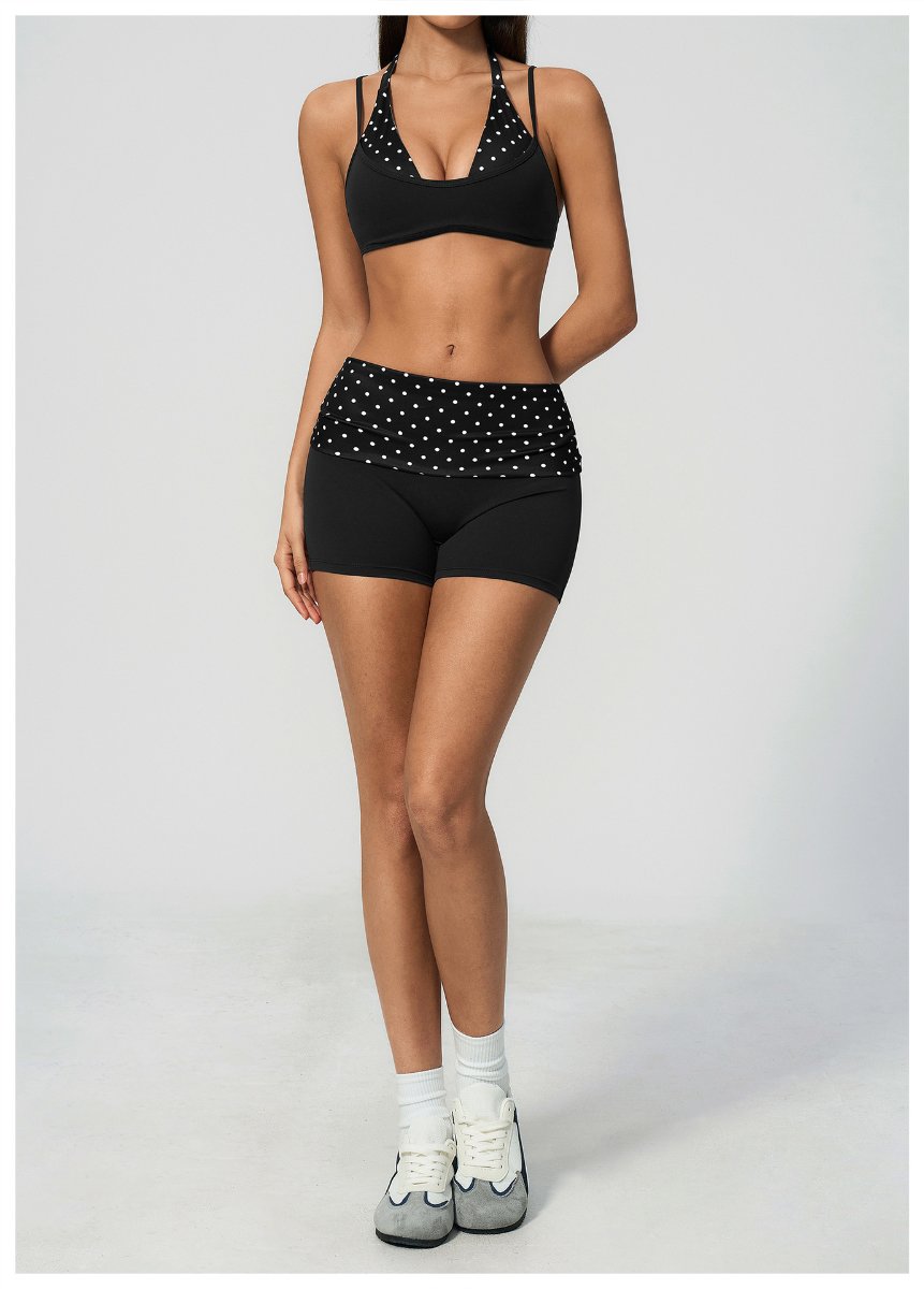 Womens Sports Workout 78%nylon 22%spandex Yoga Set TZ4549-1 - shorts print logo 48