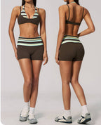 Womens Sports Workout 78%nylon 22%spandex Yoga Set TZ4549-1 - bra print logo 26