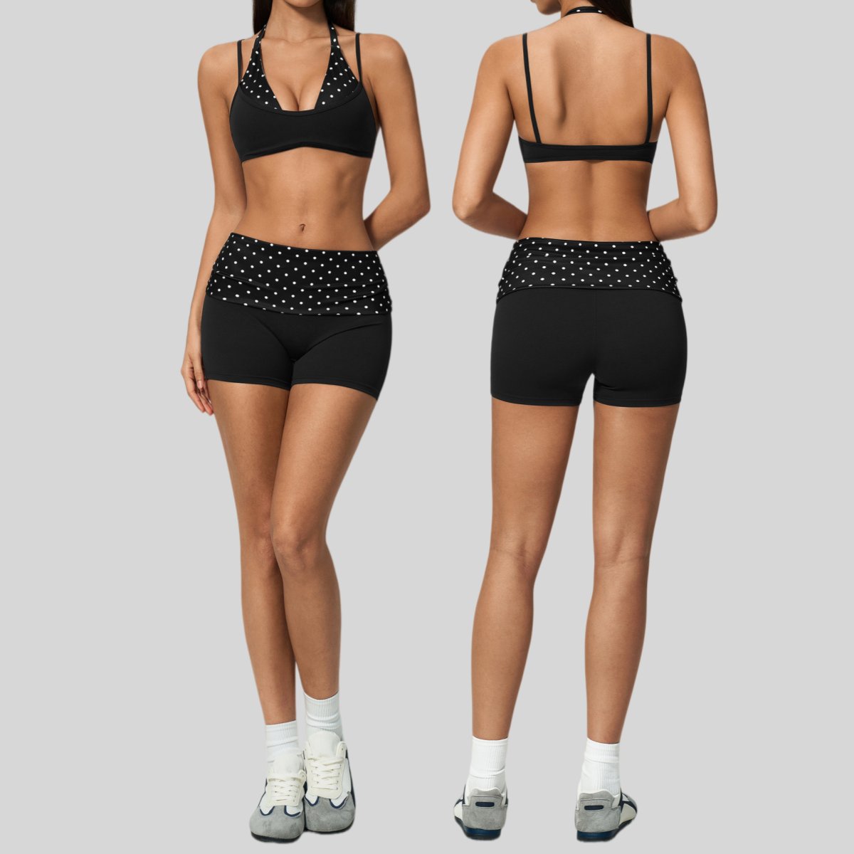 Womens Sports Workout 78%nylon 22%spandex Yoga Set TZ4549-1 - shorts print logo 18