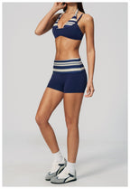 Womens Sports Workout 78%nylon 22%spandex Yoga Set TZ4549-1 - shorts print logo 37