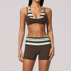 Womens Sports Workout 78%nylon 22%spandex Yoga Set TZ4549-1 - shorts print logo 15