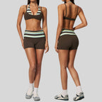 Womens Sports Workout 78%nylon 22%spandex Yoga Set TZ4549-1 - shorts print logo 21