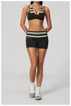 Womens Sports Workout 78%nylon 22%spandex Yoga Set TZ4549-1 - shorts print logo 53