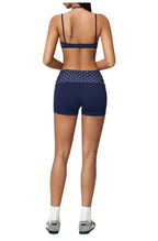 Womens Sports Workout 78%nylon 22%spandex Yoga Set TZ4549-1 - shorts print logo 34