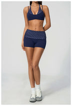 Womens Sports Workout 78%nylon 22%spandex Yoga Set TZ4549-1 - shorts print logo 30