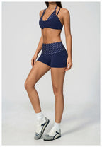 Womens Sports Workout 78%nylon 22%spandex Yoga Set TZ4549-1 - shorts print logo 31