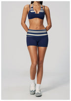 Womens Sports Workout 78%nylon 22%spandex Yoga Set TZ4549-1 - shorts print logo 35