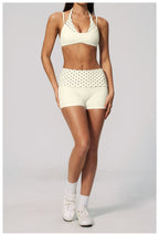 Womens Sports Workout 78%nylon 22%spandex Yoga Set TZ4549-1 - shorts print logo 24