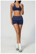 Womens Sports Workout 78%nylon 22%spandex Yoga Set TZ4549-1 - shorts print logo 29