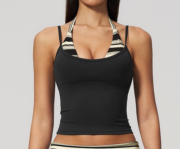 Womens Gym Training 78%nylon 22%spandex Yoga Set TZ4549-5 - tank top print logo 7