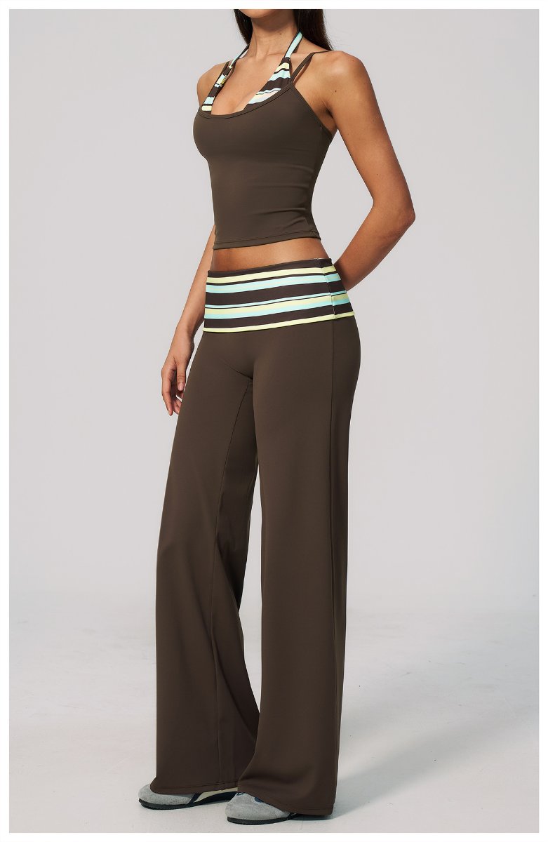 Womens Gym Training 78%nylon 22%spandex Yoga Set TZ4549-5 - flares pants print logo 53