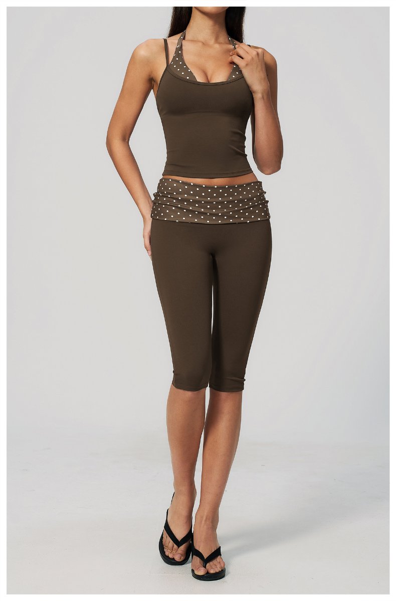Womens Sports Fitness 78%nylon 22%spandex Yoga Set TZ4549-6 - Capri pants print logo 45