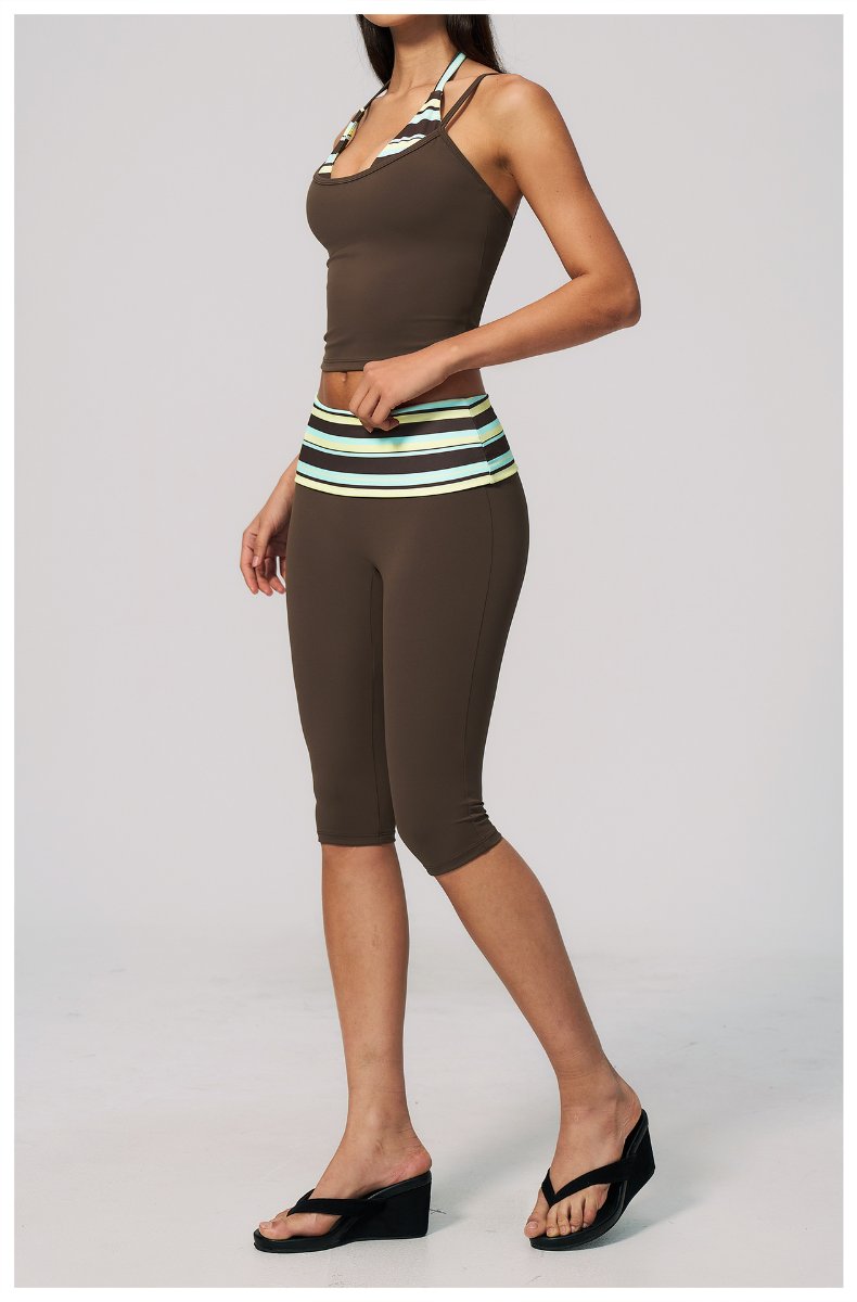 Womens Sports Fitness 78%nylon 22%spandex Yoga Set Capri pants TZ4549-6 Set print logo 65