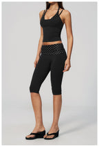 Womens Sports Fitness 78%nylon 22%spandex Yoga Set TZ4549-6 - Capri pants print logo 61