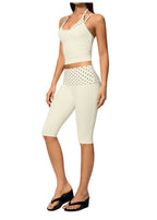 Womens Sports Fitness 78%nylon 22%spandex Yoga Set TZ4549-6 - Capri pants print logo 25