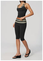 Womens Sports Fitness 78%nylon 22%spandex Yoga Set TZ4549-6 - Capri pants print logo 69