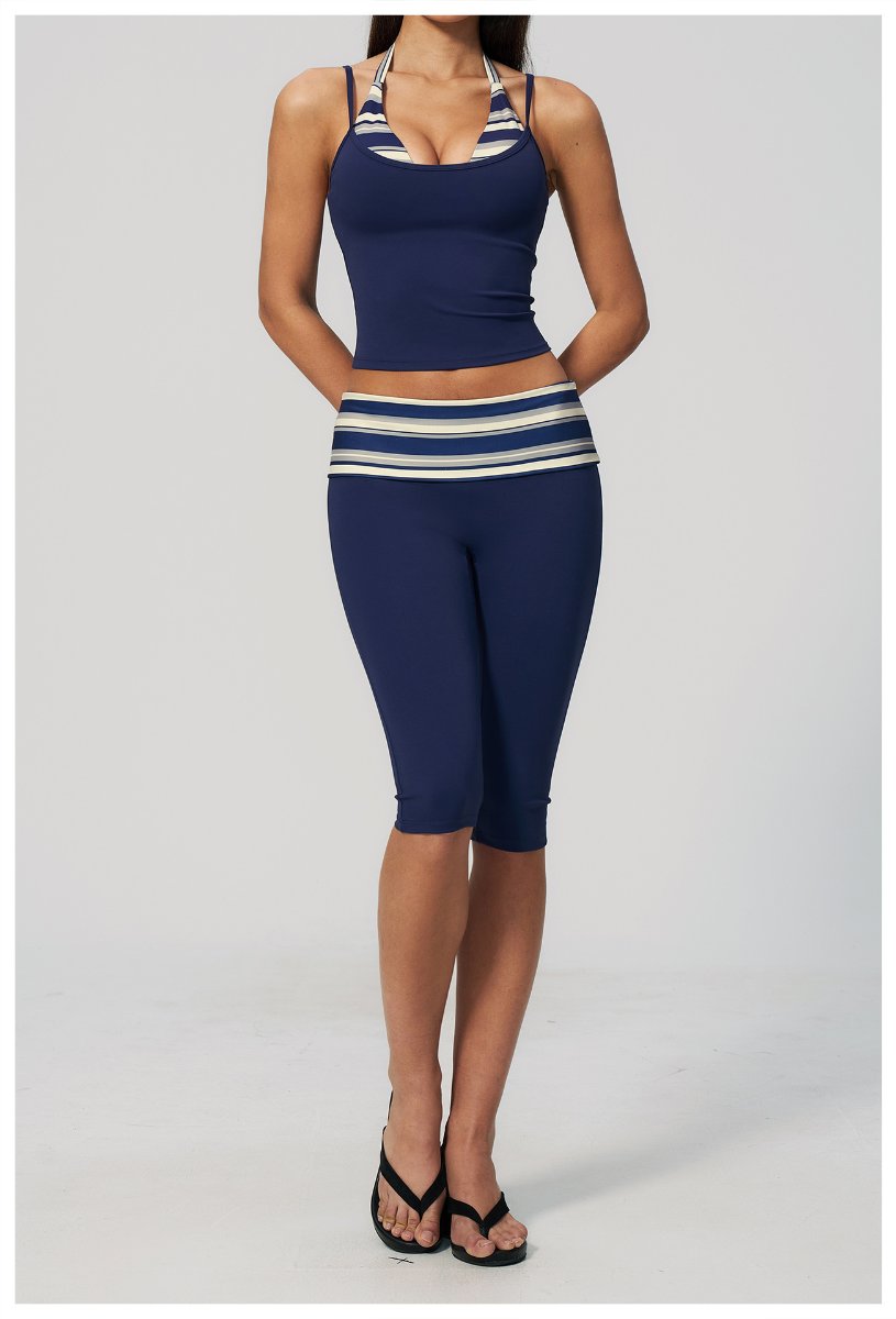 Womens Sports Fitness 78%nylon 22%spandex Yoga Set TZ4549-6 - Capri pants print logo 37