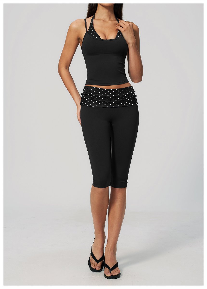 Womens Sports Fitness 78%nylon 22%spandex Yoga Set Capri pants TZ4549-6 Set print logo 70