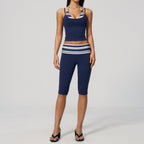 Womens Sports Fitness 78%nylon 22%spandex Yoga Set TZ4549-6 - Capri pants print logo 18