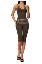 Womens Sports Fitness 78%nylon 22%spandex Yoga Set Capri pants TZ4549-6 Set print logo 58