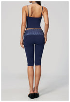 Womens Sports Fitness 78%nylon 22%spandex Yoga Set TZ4549-6 - Capri pants print logo 35