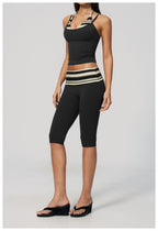 Womens Sports Fitness 78%nylon 22%spandex Yoga Set TZ4549-6 - Capri pants print logo 71