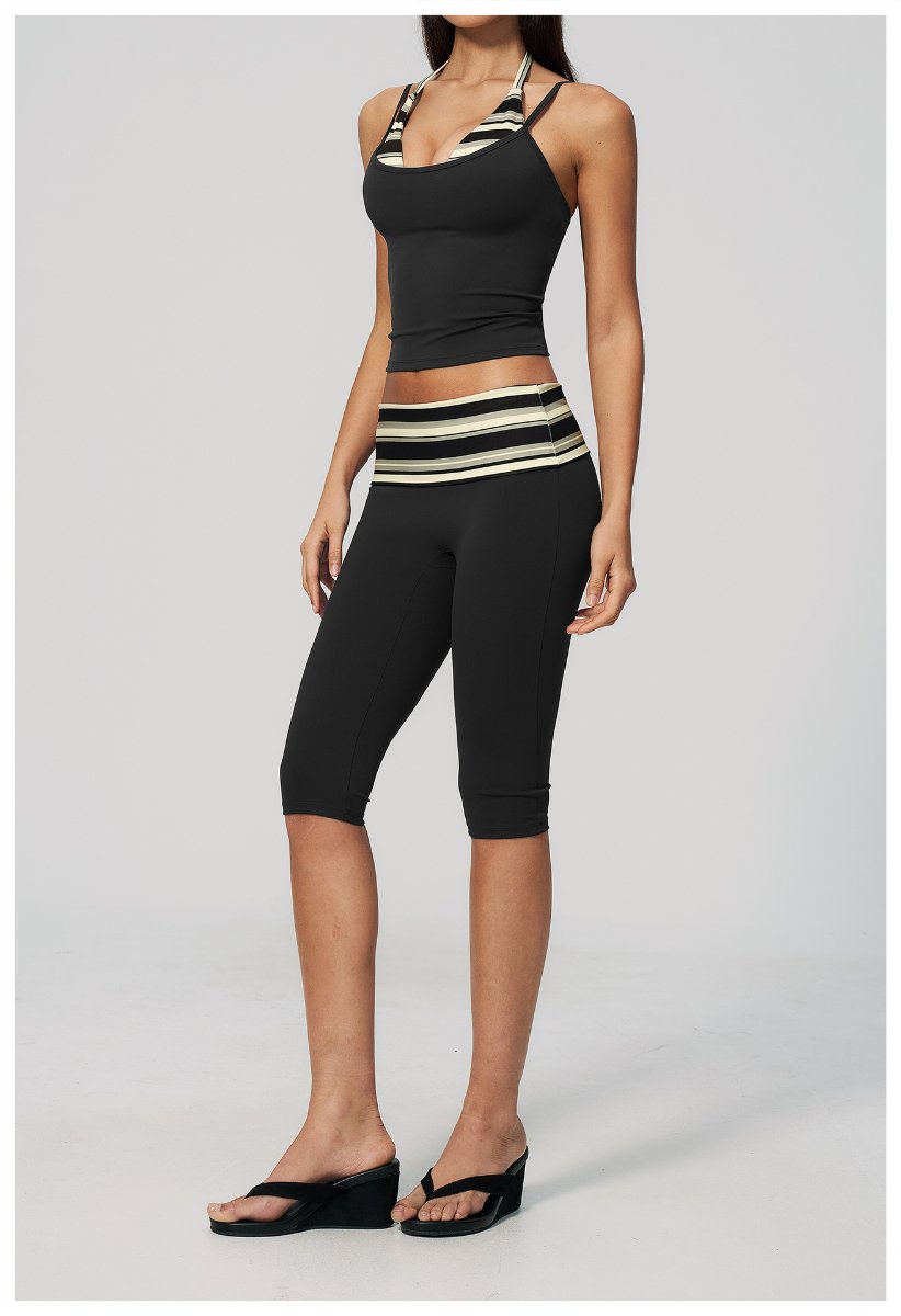 Womens Sports Fitness 78%nylon 22%spandex Yoga Set Capri pants TZ4549-6 Set print logo 83