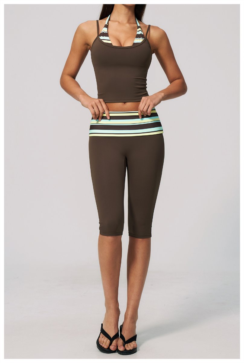 Womens Sports Fitness 78%nylon 22%spandex Yoga Set TZ4549-6 - Capri pants print logo 55