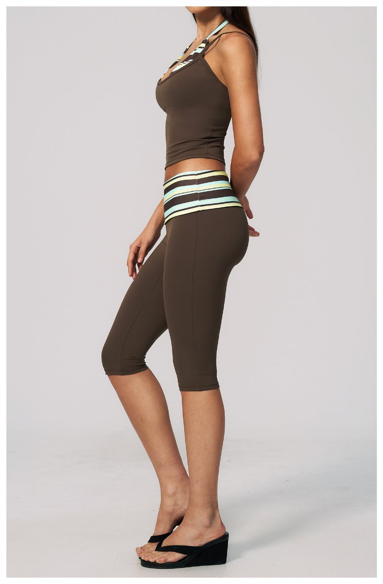 Womens Sports Fitness 78%nylon 22%spandex Yoga Set Capri pants TZ4549-6 Set print logo 68