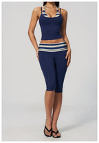 Womens Sports Fitness 78%nylon 22%spandex Yoga Set Capri pants TZ4549-6 Set print logo 48