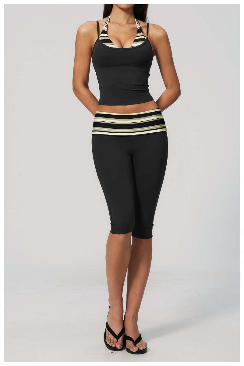 Womens Sports Fitness 78%nylon 22%spandex Yoga Set Capri pants TZ4549-6 Set print logo 80