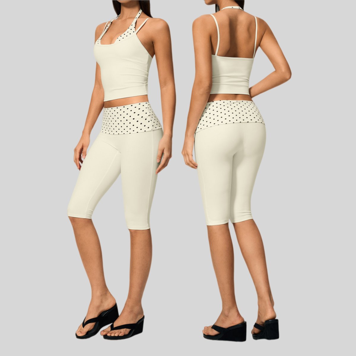 Womens Sports Fitness 78%nylon 22%spandex Yoga Set TZ4549-6 - Capri pants print logo 8