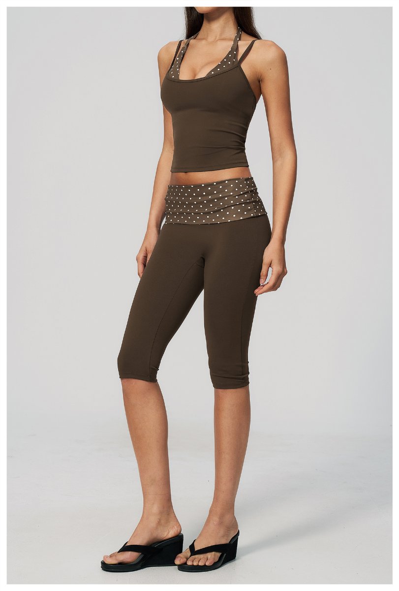 Womens Sports Fitness 78%nylon 22%spandex Yoga Set Capri pants TZ4549-6 Set print logo 60