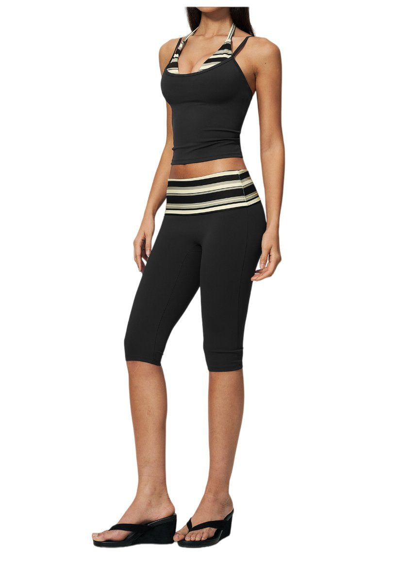Womens Sports Fitness 78%nylon 22%spandex Yoga Set Capri pants TZ4549-6 Set print logo 84