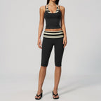 Womens Sports Fitness 78%nylon 22%spandex Yoga Set Capri pants TZ4549-6 Set print logo 5