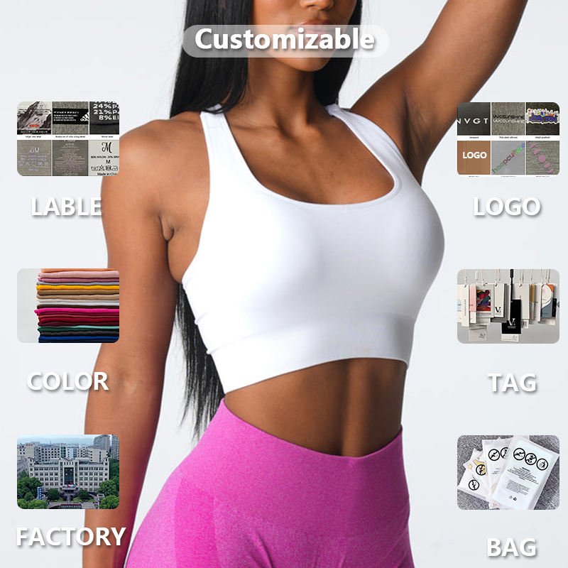 Womens Casual Fitness 94%Nylon 6%Spandex Sports Bra TZ9807 print logo 6