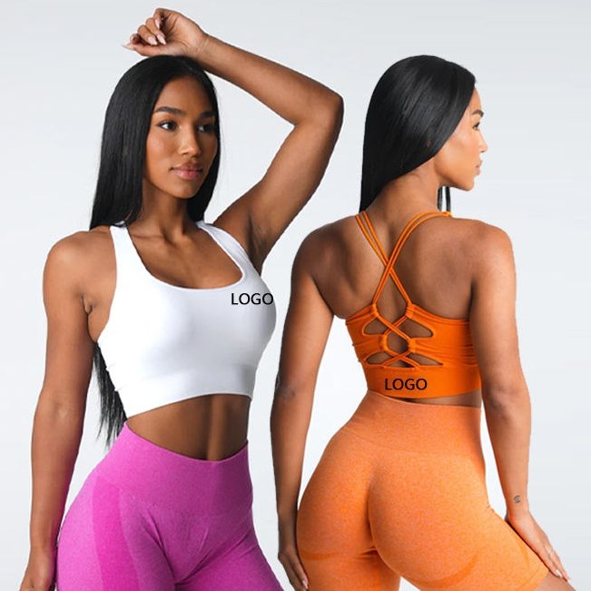 Womens Casual Fitness 94%Nylon 6%Spandex Sports Bra TZ9807 print logo 3