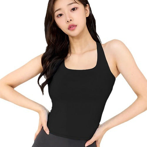 Womens Fitness Yoga 75%Nyolon 25%Spandex Tank Top W0031-1 print logo 8