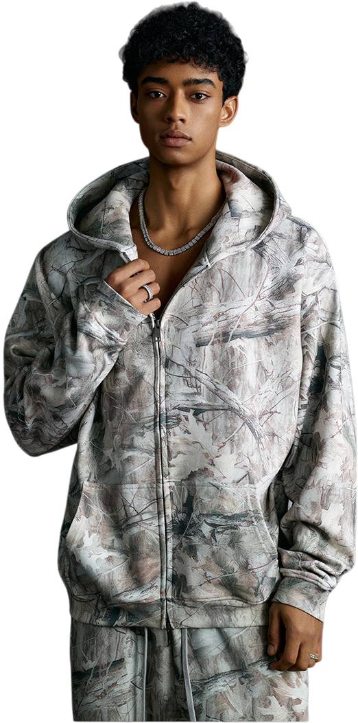 Mens Streetwear 68.5%Polyester 31.5%Cotton Hoodie Sweatpants Set W25518+W25519+K25 - zip hoodie print logo 4