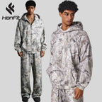 Mens Streetwear 68.5%Polyester 31.5%Cotton Hoodie Sweatpants Set W25518+W25519+K25 - zip hoodie print logo 3