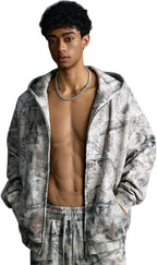 Mens Streetwear 68.5%Polyester 31.5%Cotton Zip Hoodie Sweatpants Set W25518+W25519+K25 print logo 10