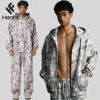 Mens Streetwear 68.5%Polyester 31.5%Cotton Zip Hoodie Sweatpants Set W25518+W25519+K25 print logo 11