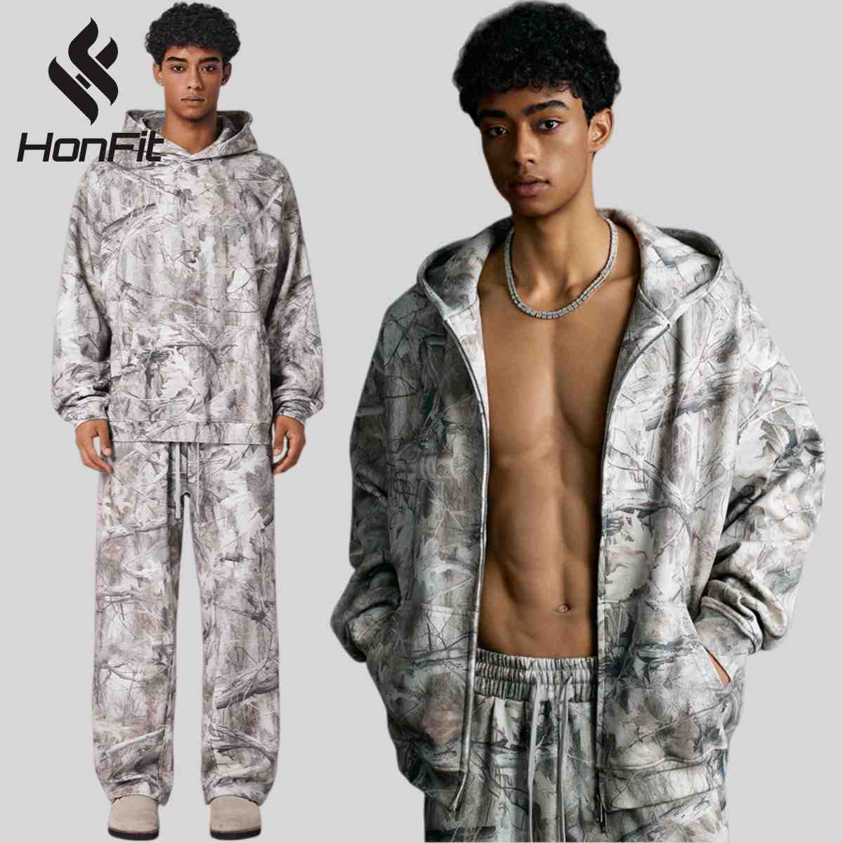 Mens Streetwear 68.5%Polyester 31.5%Cotton Zip Hoodie Sweatpants Set W25518+W25519+K25 print logo 11