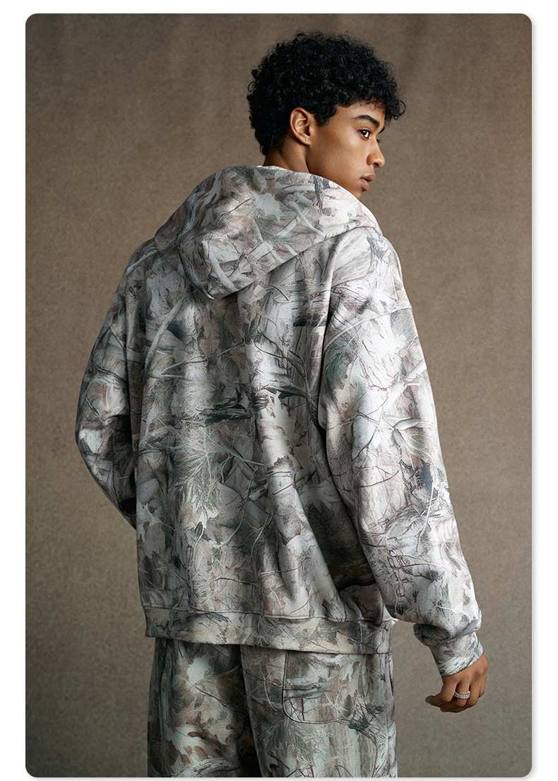 Mens Streetwear 68.5%Polyester 31.5%Cotton Hoodie Sweatpants Set W25518+W25519+K25 - zip hoodie print logo 10