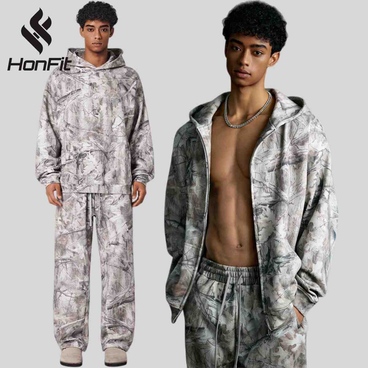 Mens Streetwear 68.5%Polyester 31.5%Cotton Zip Hoodie Sweatpants Set W25518+W25519+K25 print logo 9