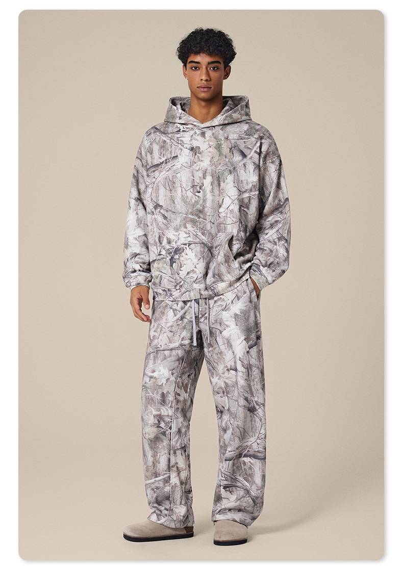 Mens Streetwear 68.5%Polyester 31.5%Cotton Hoodie Sweatpants Set W25518+W25519+K25 - sweatpants print logo 3