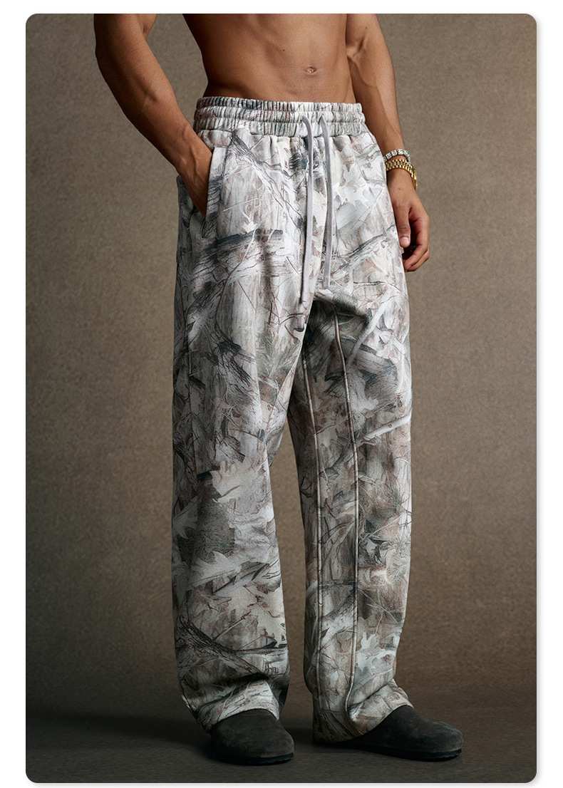 Mens Streetwear 68.5%Polyester 31.5%Cotton Hoodie Sweatpants Set W25518+W25519+K25 - sweatpants print logo 6