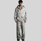 Mens Streetwear 68.5%Polyester 31.5%Cotton Hoodie Sweatpants Set W25518+W25519+K25 - zip hoodie print logo 2