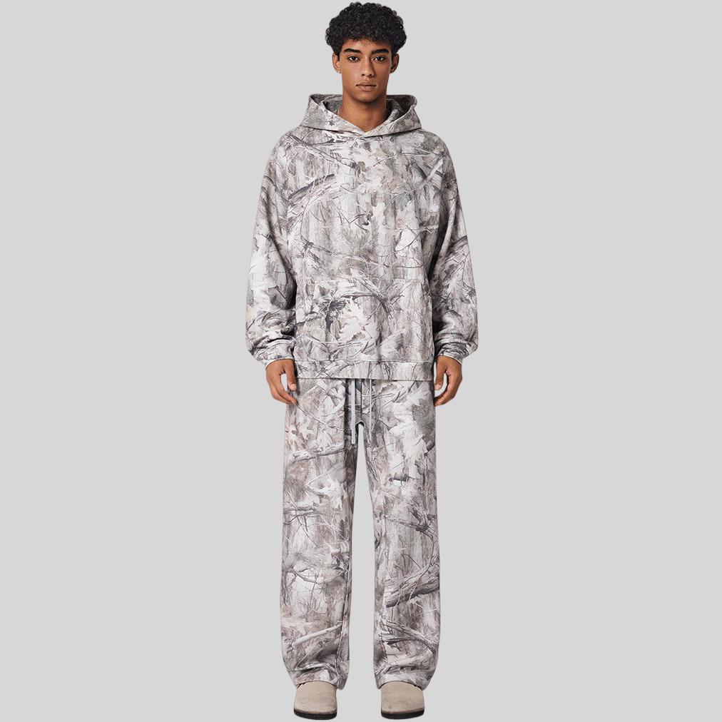 Mens Streetwear 68.5%Polyester 31.5%Cotton Hoodie Sweatpants Set W25518+W25519+K25 - Honfitwear