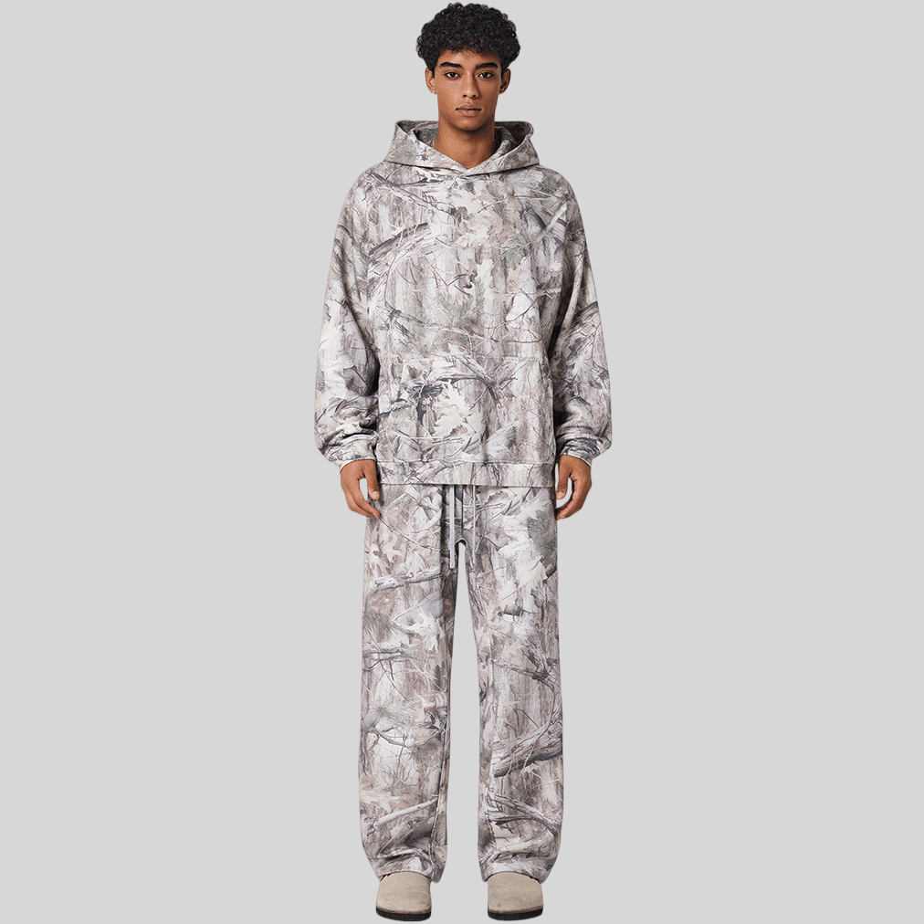 Mens Streetwear 68.5%Polyester 31.5%Cotton Hoodie Sweatpants Set W25518+W25519+K25